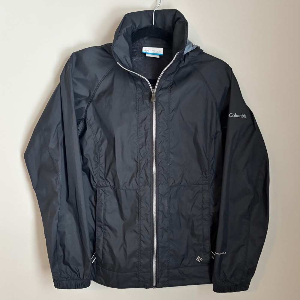 Columbia Omni-Shield Black Lightweight Hooded Rain Jacket Women’s Small
